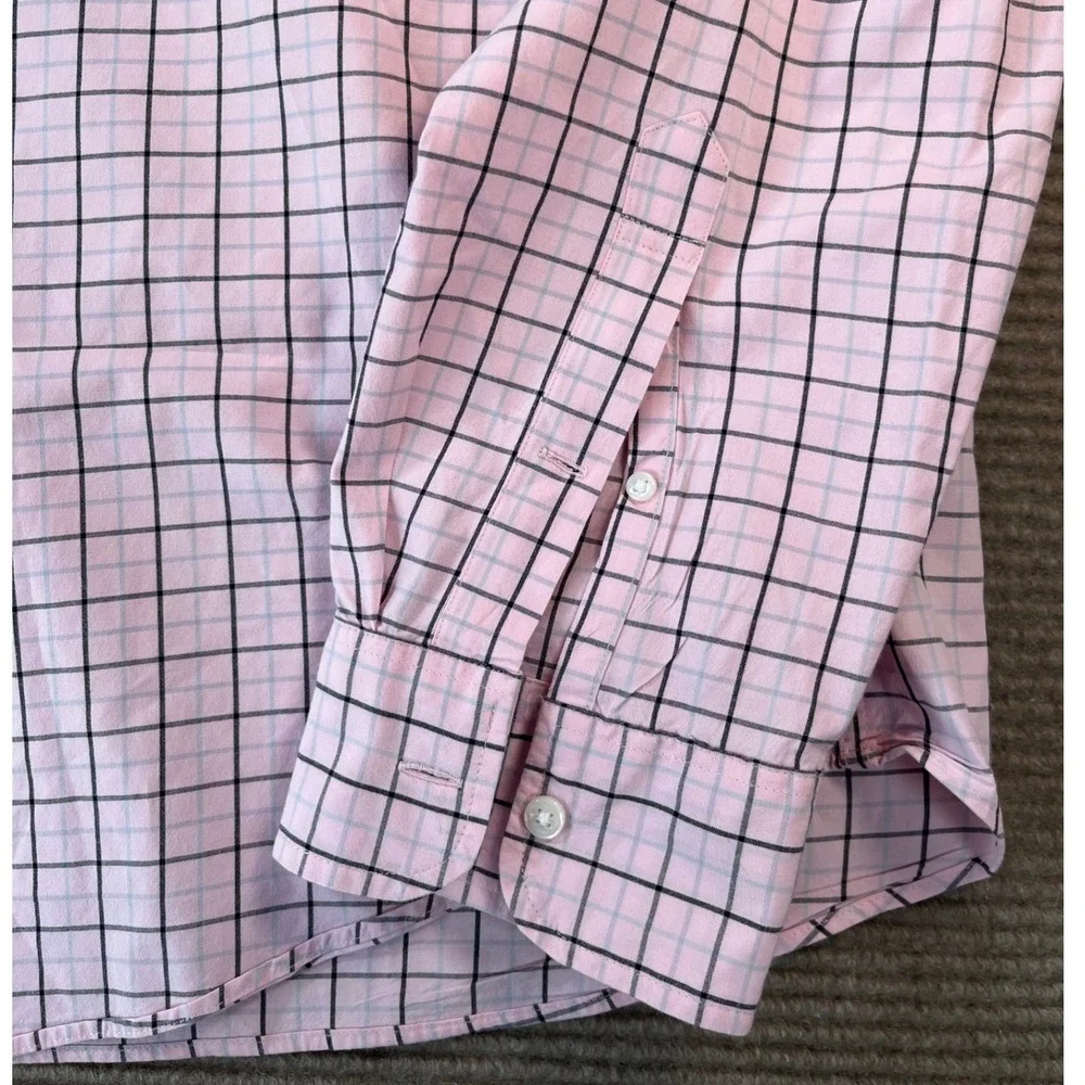 J.Crew Mens XLT Pink Windowpane Secret Wash Stretch Classic Button Down